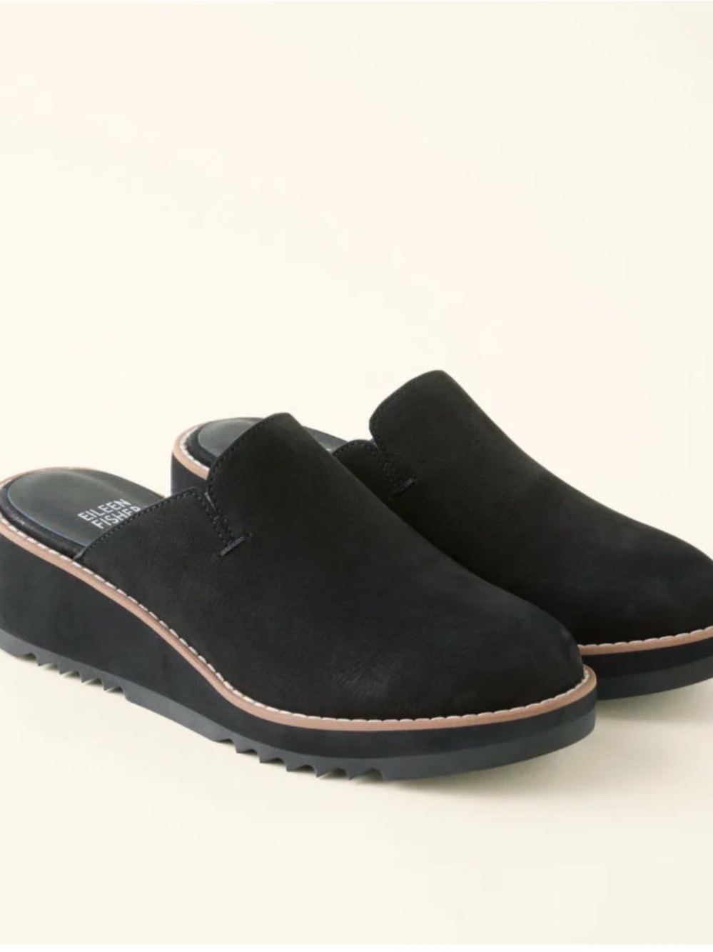 Eileen Fisher Black Slip-On Loti Mule Clogs - Picture 1 of 9